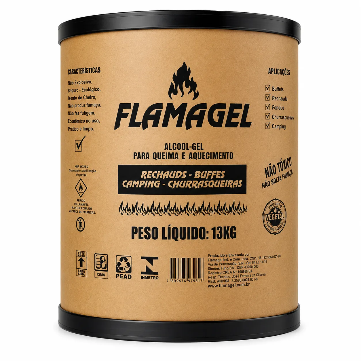 ALCOOL GEL 15 LTS * FLAMAGEL* (ESPECIAL P/ QUEIMA)